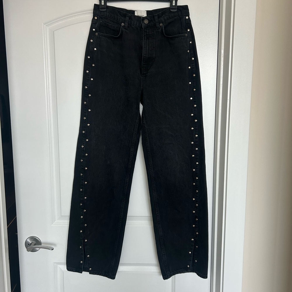 Reformation Cary Studded High Waist Slouchy Wide Leg Jeans - Picture 6 of 8